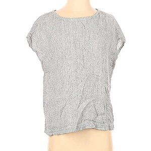 Tahari Dolman Sleeve Button Back Linen Top Gray